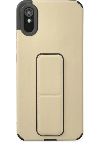 Xiaomi Redmi 9A Kılıf Mega Standlı Silikon - Gold Arbkd