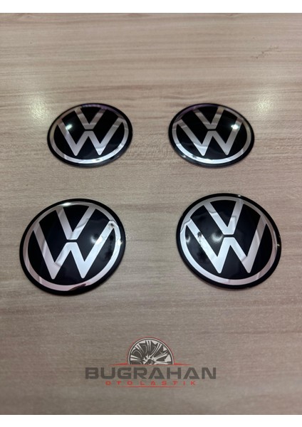 Alüminyum Metal Volkswagen Yeni Kasa Passat B8-B8.5 ve Golf Jant Göbeği Arma Yapıştırma Sticker 56MM