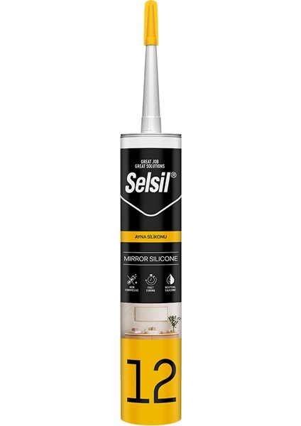 Selsil 12 CODE-2432 Ayna Montaj Silikonu Clear Şeff 280ML