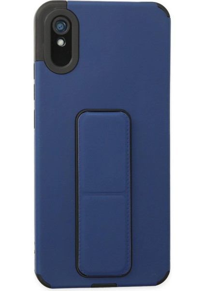 Xiaomi Redmi 9A Kılıf Mega Standlı Silikon - Mavi Arbkd