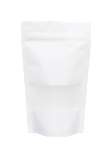 13X22 ,5 cm Kuşe Beyaz Pencereli Kraft Doypack Paket 100 Adet