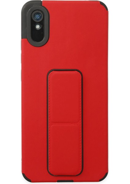 Xiaomi Redmi 9A Kılıf Mega Standlı Silikon - Kırmızı Arbkd