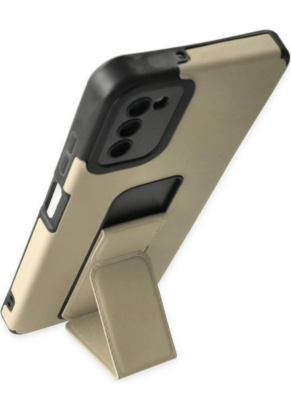 Samsung Galaxy A03S Kılıf Mega Standlı Silikon - Gold Arbkd modelleri
