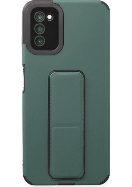 Samsung Galaxy A03S Kılıf Mega Standlı Silikon - Yeşil Arbkd