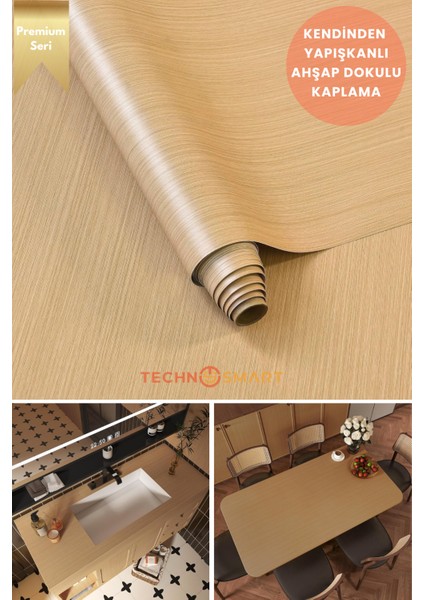 60CMX300CM Premium Kendinden Yapışkanlı Doğal Ahşap Görünümlü Pvc Kaplama