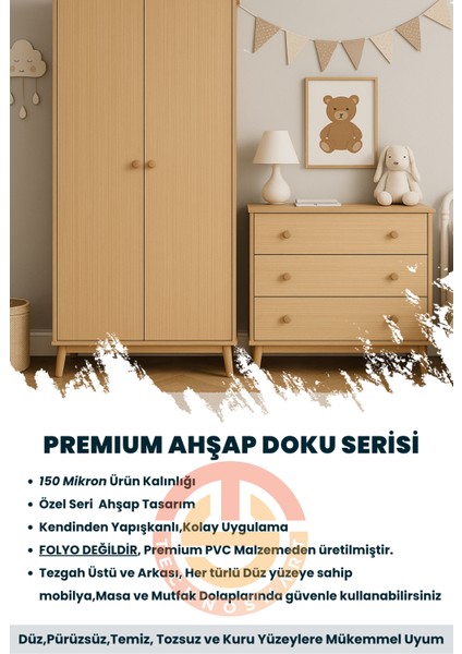 60CMX300CM Premium Kendinden Yapışkanlı Doğal Ahşap Görünümlü Pvc Kaplama modelleri