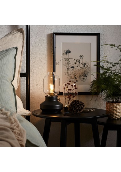 Tarnaby Abajur Siyah 25 cm Kısılabilir Masa Lambası Işık Ayarlı Modern Dekoratif Salon Yatak Odası