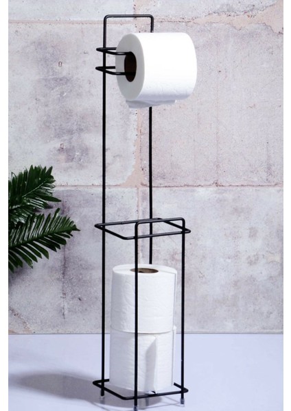 Şık Siyah Tuvalet Kağıtlığı ve Banyo Düzenleyici Seti