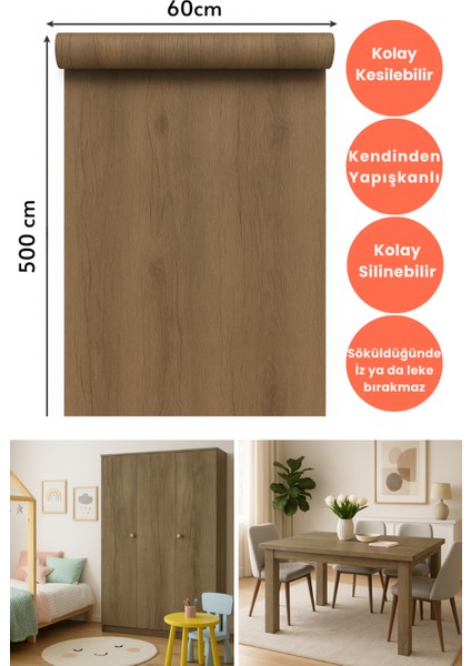 60CMX500CM Premium Kendinden Yapışkanlı Doğal Ahşap Görünümlü Pvc Kaplama