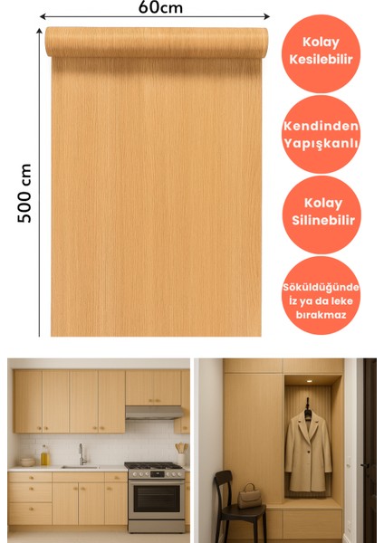 60CMX500CM Premium Kendinden Yapışkanlı Doğal Ahşap Görünümlü Pvc Kaplama indirimleri