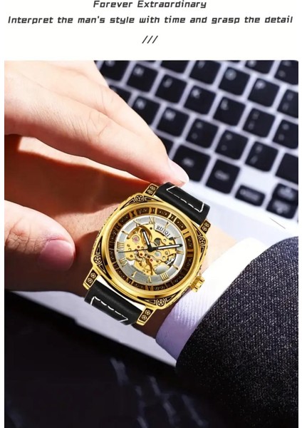 Lüks Işlemeli Mekanik - Otomatik Erkek Kol Saati 3ATM Su Geçirmez fiyatları