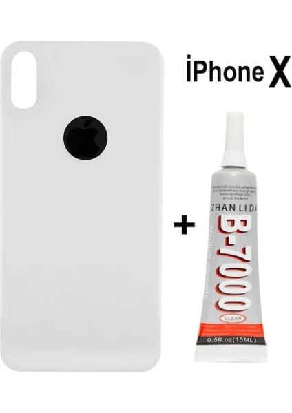Iphone x Uyumlu Beyaz Arka Pil Kapağı Batarya Kapağı Yapışkan Hediyeli