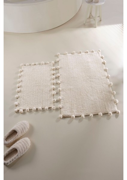 Yumuşak ve Hafif Pamuk Banyo Paspası, Ekru Renk, 40X60 ve 60X90 cm Ölçüler