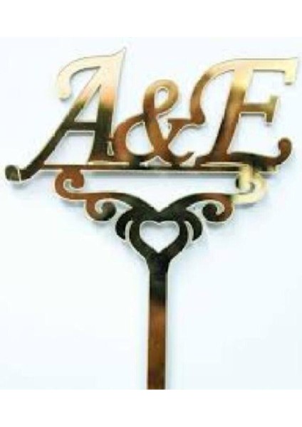 Kişiye Özel Baş Harfli Pasta Üstü Isimlik, Şık ve Özel Tasarım