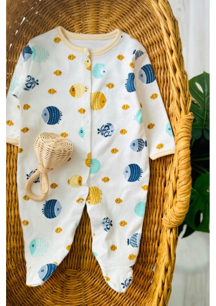 Balık Desenli 3'lü Patikli Tulum (Kız - Erkek - Yenidoğan) modelleri