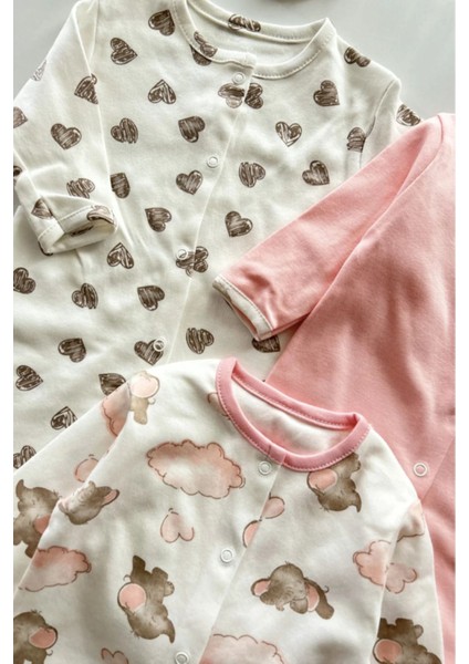 Pembe Fil Desenli 3'lü Patikli Tulum (Kız - Erkek - Yenidoğan) fiyatları