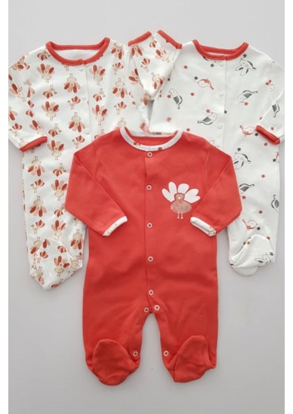 Kuş Desenli 3'lü Patikli Tulum (Kız - Erkek - Yenidoğan)