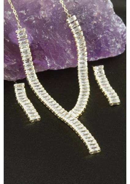 Baget Taşlı Lüks Set Kolye