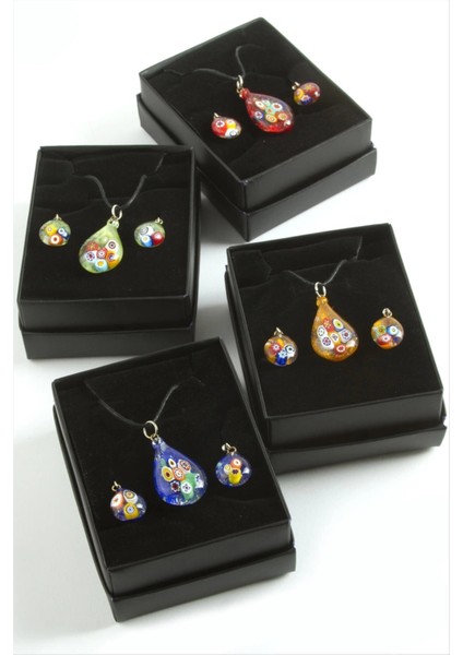 Cam Sanatı Murano Kutulu Set Kolye