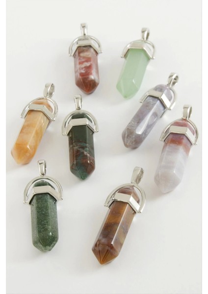 Karışık Akik Point Kolye Ucu