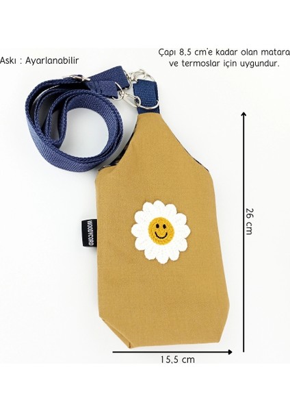 1 Litrelik U Model Hardal Krem Papatya Aplikeli Matara Termos Kılıfı fiyatları