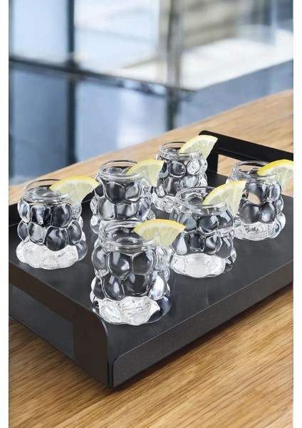 6'lı Küçük Boncuk Şekilli Cam Su ve Kahve Bardağı Seti, 60 Ml, Beyaz