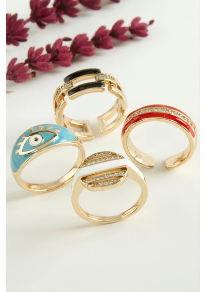 Xuping Karışık Mineli Lüks Çelik Yüzük