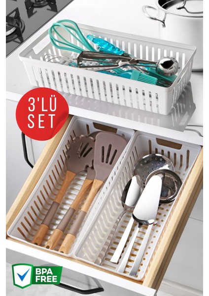 3 Adet Çekmece Içi Bıçaklık & Kaşıklık Organizer