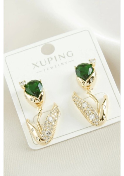 Xuping Orkide Zirkon Taşlı Lüks Çelik Küpe