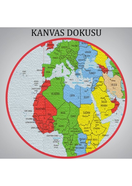 Canlı Renkler Ingilizce Dünya Haritası Renkli Dekoratif Kanvas Tablo, Duvar Dekoru 1066