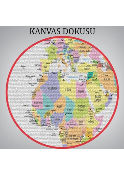 Soft Renkler Ingilizce Dünya Haritası Renkli Dekoratif Kanvas Tablo, Duvar Dekoru 1064