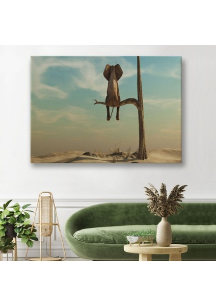 Ağaç Dalında Oturan Fil, Hayvan Temalı Dekoratif Kanvas Tablo, Duvar Dekoru 1171 fiyatları
