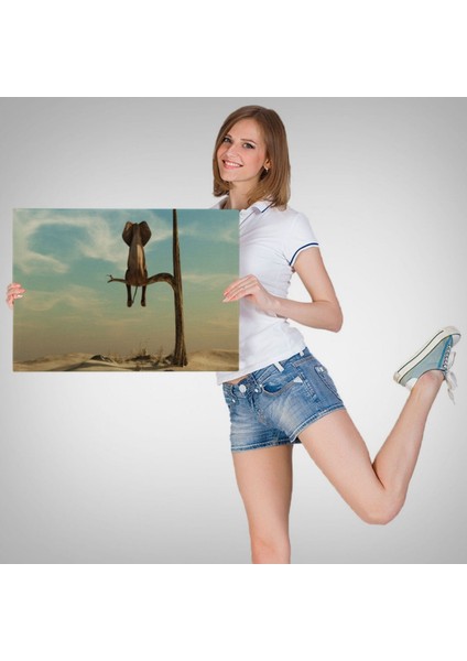 Ağaç Dalında Oturan Fil, Hayvan Temalı Dekoratif Kanvas Tablo, Duvar Dekoru 1171