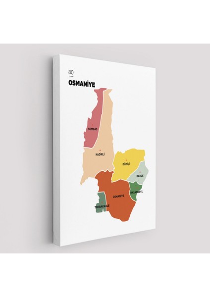 Il ve Ilçeler Haritası Osmaniye, Modern Dekoratif Kanvas Tablo, Duvar Dekoru 1437