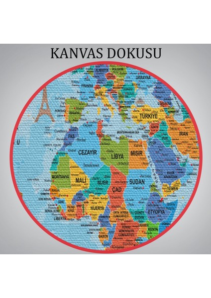 Ünlü Yerler ve Sembolleri Eğitici Türkçe Dünya Haritası Dekoratif Kanvas Tablo, Duvar Dekoru 2040
