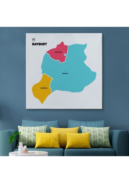 Il ve Ilçeler Haritası Bayburt, Modern Dekoratif Kanvas Tablo, Duvar Dekoru 1288 fiyatları
