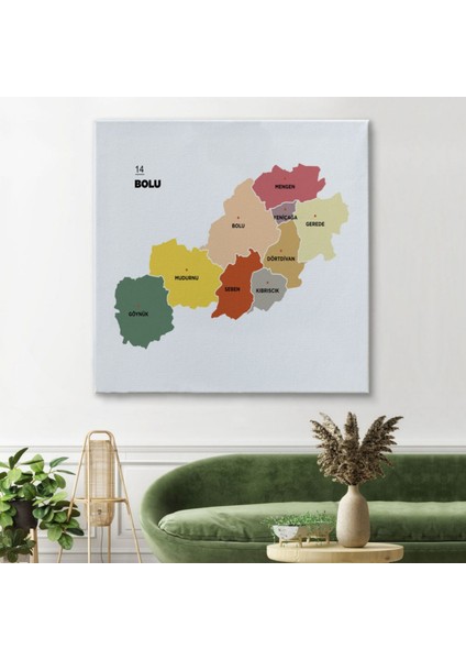 Il ve Ilçeler Haritası Bolu, Modern Dekoratif Kanvas Tablo, Duvar Dekoru 1301 fiyatları