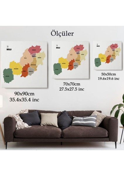 Il ve Ilçeler Haritası Bolu, Modern Dekoratif Kanvas Tablo, Duvar Dekoru 1301 modelleri