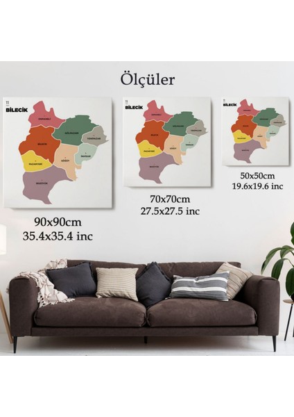 Il ve Ilçeler Haritası Bilecik, Modern Dekoratif Kanvas Tablo, Duvar Dekoru 1292 modelleri