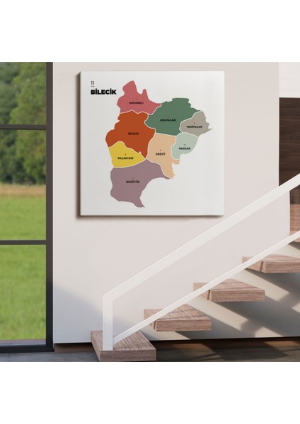 Il ve Ilçeler Haritası Bilecik, Modern Dekoratif Kanvas Tablo, Duvar Dekoru 1292 fırsatları