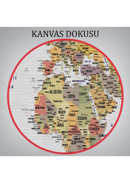 Detaylı ve Eğitici Ingilizce Dünya Haritası, Harita Dekoratif Kanvas Tablo, Duvar Dekoru 1585