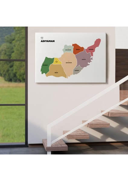 Il ve Ilçeler Haritası Adıyaman, Modern Dekoratif Kanvas Tablo, Duvar Dekoru 1250 fırsatları