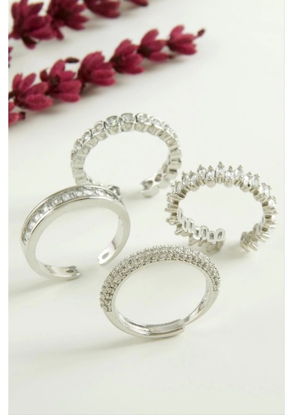 Karışık Lüks Baget Zirkon Taşlı Yüzük