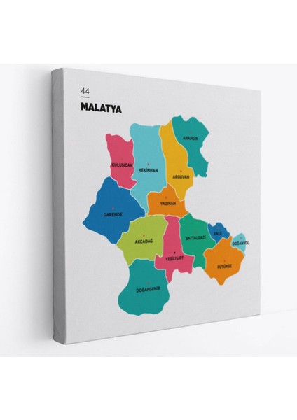 Il ve Ilçeler Haritası Malatya, Modern Dekoratif Kanvas Tablo, Duvar Dekoru 1409