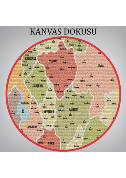 Eğitici Il ve Ilçe Detaylı Türkiye Haritası, Harita Dekoratif Kanvas Tablo, Duvar Dekoru 3045