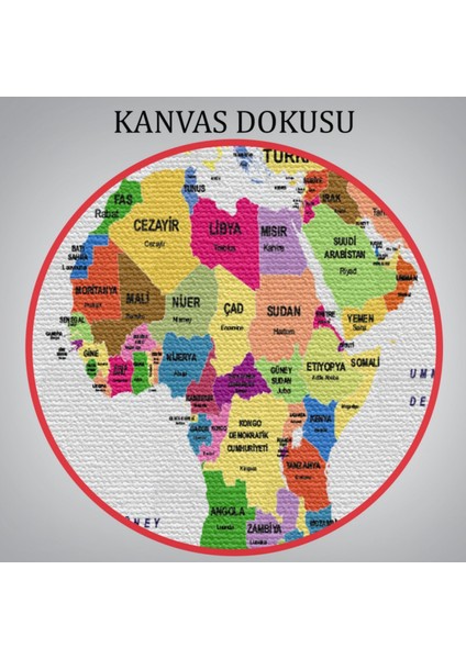 Ülke ve Başkentli Türkçe Dünya Haritası, Modern Dekoratif Kanvas Tablo, Duvar Dekoru 1512
