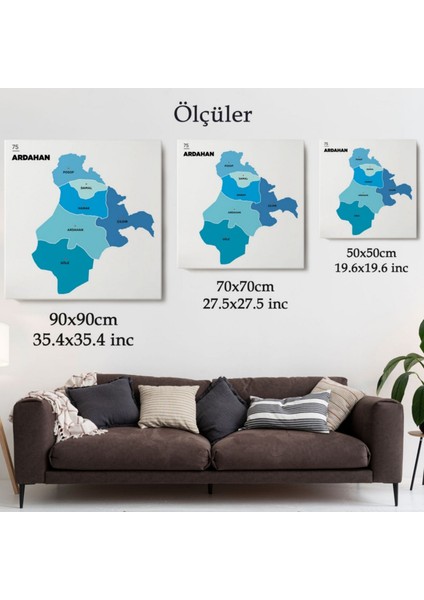 Il ve Ilçeler Haritası Ardahan, Modern Dekoratif Kanvas Tablo, Duvar Dekoru 1272 modelleri