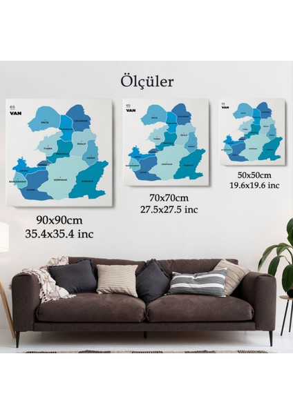 Il ve Ilçeler Haritası Van, Modern Dekoratif Kanvas Tablo, Duvar Dekoru 1480 modelleri