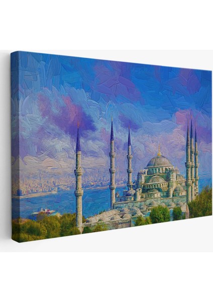 Yağlıboya Görünüm Sultan Ahmet Cami Dekoratif Kanvas Tablo, Duvar Dekoru 3370