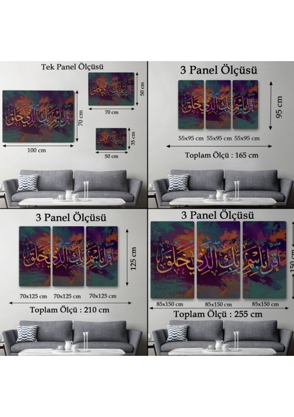 Yaradan Rabbinin Adıyla Oku (Alak Suresi 1 Ayet) Yazılı Hat Dekoratif Kanvas Tablo 3331 fırsatları